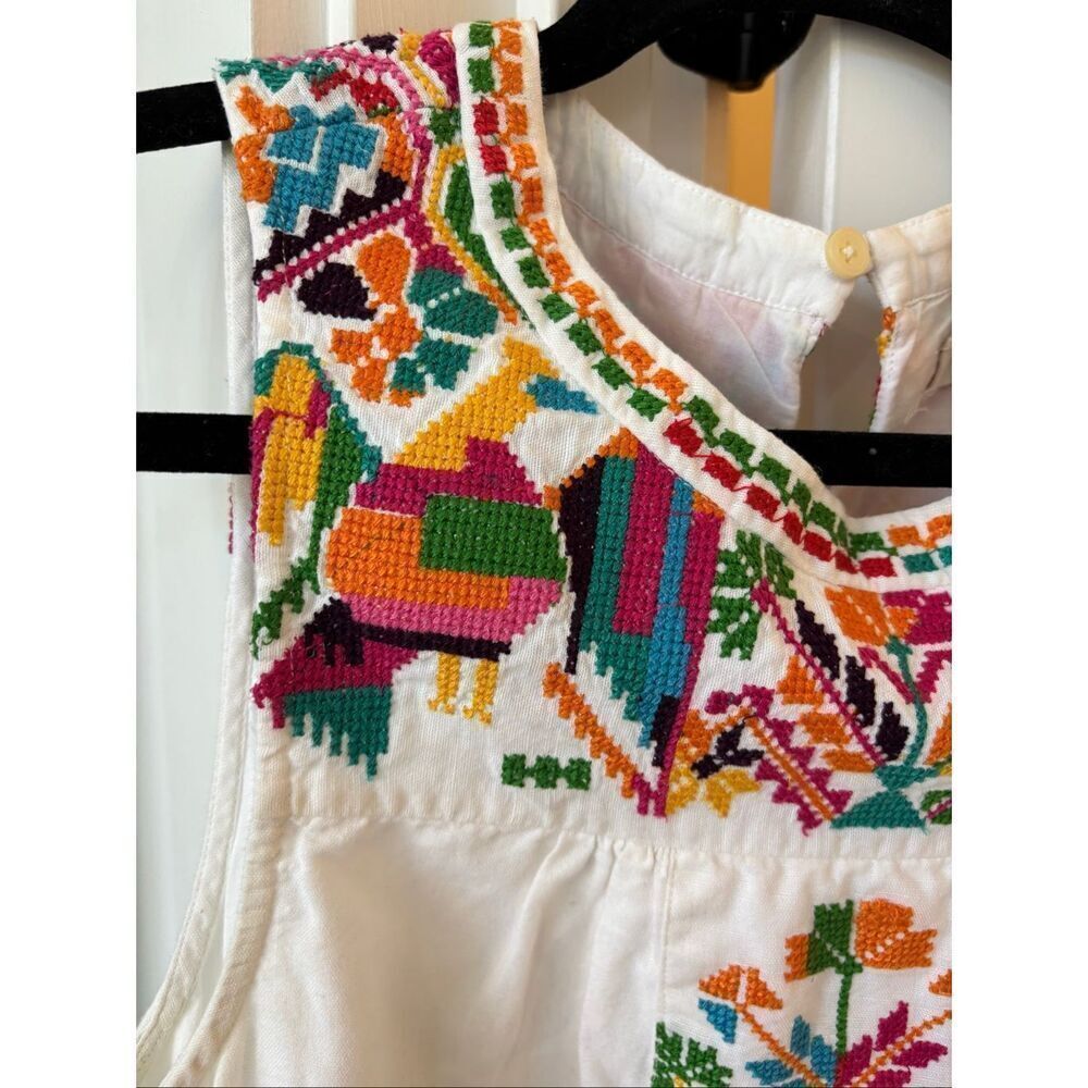 Madewell X JM Dry Goods Off White Embroidered Sleeveless Dress Womens XXS E41 - Picture 3 of 9